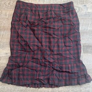 346 Brooks Brothers Women's Vintage Red Plaid Knee Skirt 100% Wool Size 12